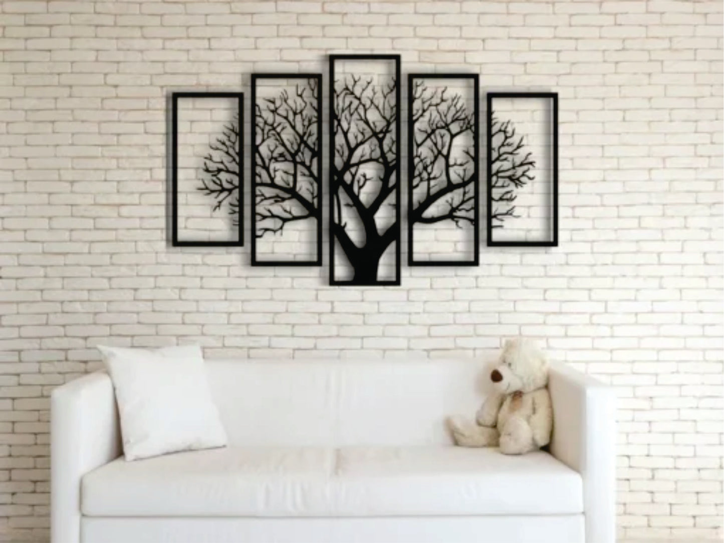 Evento Wooden Wall Art 5 frame Tree Panels Frame Wall Decor (EWW)