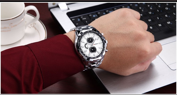 "Men's Watch Business Steel Belt Quartz Watch"