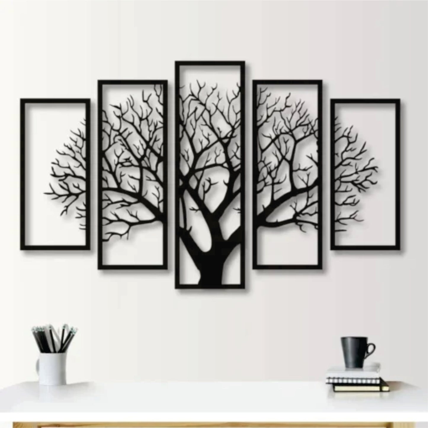 Evento Wooden Wall Art 5 frame Tree Panels Frame Wall Decor (EWW)